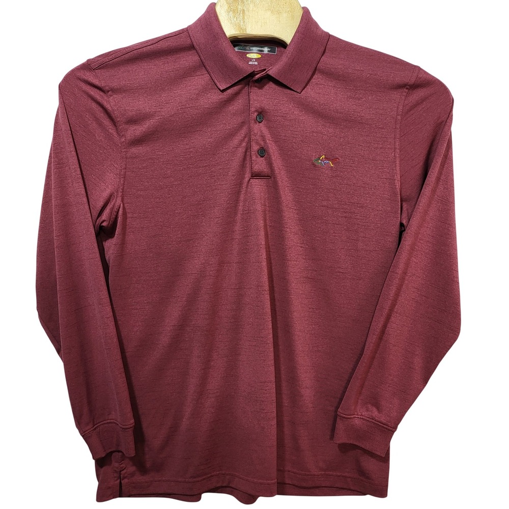Greg Norman Mens Play Dry Long Sleeve Golf Polo Shirt Burgundy‎ Maroon Large L